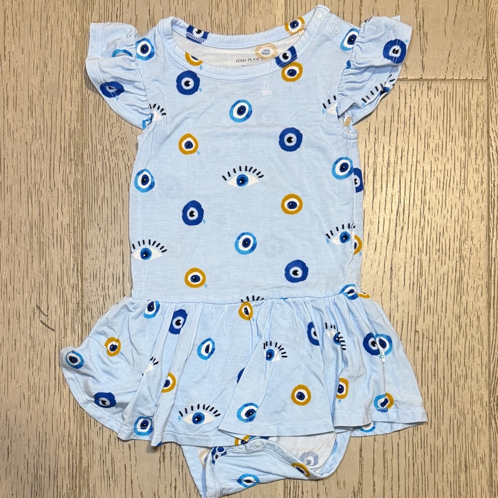Posh Peanut Blue and Yellow Eye Pattern Diaper Cover